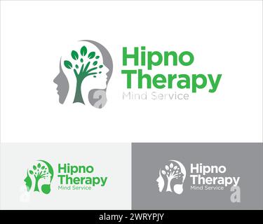 mental health logo with hand and tree figure in the mind Stock Vector
