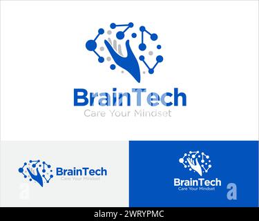 brain tech logo designs for medical technology and laboratory Stock Vector