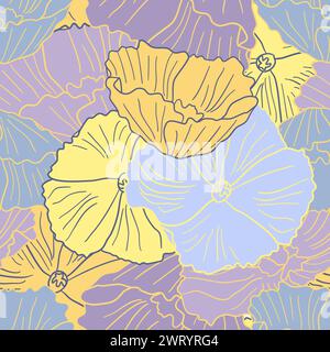 Seamless floral pattern with pastel poppies vector illustration Stock Vector