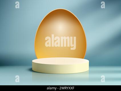 Showcase your Easter products with colorful 3D podium scene. Featuring Easter eggs, spring colors, and a geometric stage. Vector illustration Stock Vector