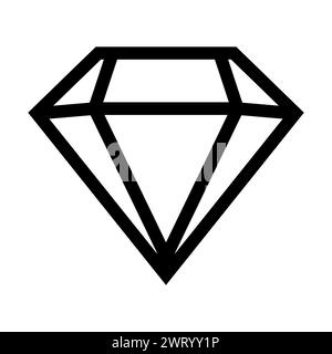 black vector diamond icon on white background Stock Vector