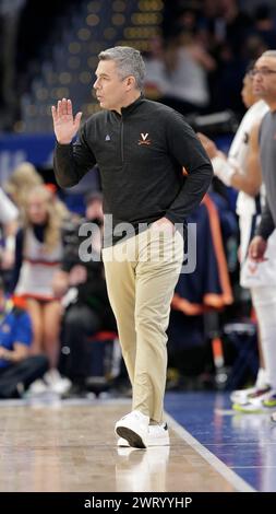 March 14, 2024: Virginia Cavaliers Head Coach Tony Bennett during an ACC Men's Basketball Tournament game between the Virginia Cavaliers and the Boston College Eagles at Capital One Arena in Washington, DC Justin Cooper/CSM (Credit Image: © Justin Cooper/Cal Sport Media) Stock Photo