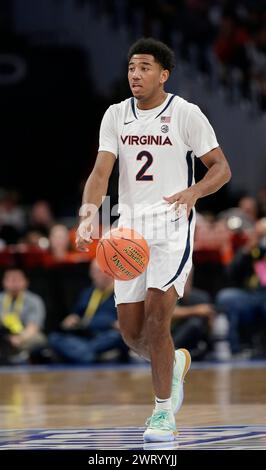 March 14, 2024: Virginia Cavaliers Guard (2) Reece Beekman during an ACC Men's Basketball Tournament game between the Virginia Cavaliers and the Boston College Eagles at Capital One Arena in Washington, DC Justin Cooper/CSM (Credit Image: © Justin Cooper/Cal Sport Media) Stock Photo