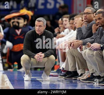 March 14, 2024: Virginia Cavaliers Head Coach Tony Bennett during an ACC Men's Basketball Tournament game between the Virginia Cavaliers and the Boston College Eagles at Capital One Arena in Washington, DC Justin Cooper/CSM (Credit Image: © Justin Cooper/Cal Sport Media) Stock Photo