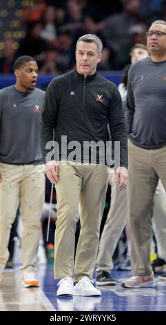 March 14, 2024: Virginia Cavaliers Head Coach Tony Bennett during an ACC Men's Basketball Tournament game between the Virginia Cavaliers and the Boston College Eagles at Capital One Arena in Washington, DC Justin Cooper/CSM (Credit Image: © Justin Cooper/Cal Sport Media) Stock Photo