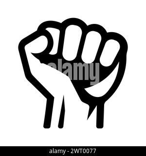 black vector fist icon on white background Stock Vector