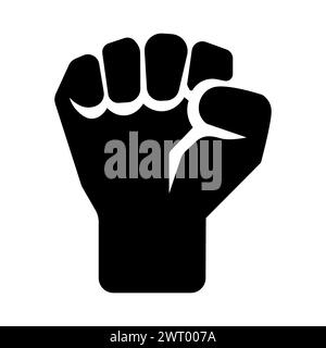 black vector fist icon on white background Stock Vector