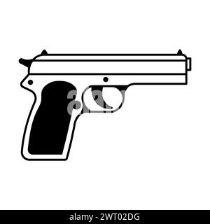 black vector gun icon on white background Stock Vector