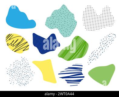 Abstract collage geometric background. Hand drawn textures freeform shape. Stock Vector