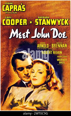 Frank Capra's Meet John Doe (Warner Brothers, 1941). Vintage film poster featuring 1940s movie stars Gary Cooper and Barbara Stanwyck Stock Photo