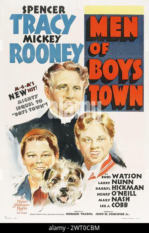 Vintage movie poster for the 1941 film Men of Boys Town feat Spencer Tracy and Mickey Rooney Stock Photo