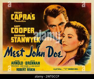Frank Capra's Meet John Doe (Warner Brothers, 1941). Vintage film poster. Style B featuring 1940s movie stars Gary Cooper and Barbara Stanwyck Stock Photo