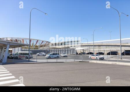 Adelaide airport taxi rank, taxis queue for passengers arriving and departing this domestic and international airport, South Australia Stock Photo