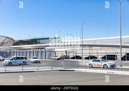 Adelaide airport taxi rank, taxis queue for passengers arriving and departing this domestic and international airport, South Australia Stock Photo