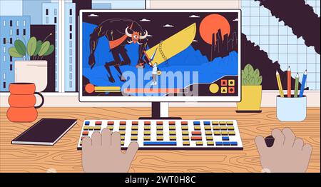 Walkthrough adventure game cartoon flat illustration Stock Vector Image ...