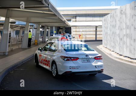 Adelaide airport taxi rank, taxis queue for passengers arriving and departing this domestic and international airport, South Australia Stock Photo