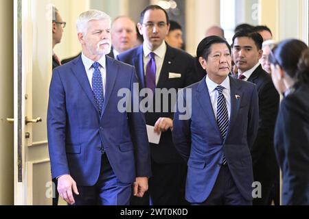 Prague, Czech Republic. 15th Mar, 2024. From left Czech President Petr Pavel and Philippine President Ferdinand Marcos are coming to the Czech-Philippine Business Forum in Prague, Czech Republic, March 15, 2024. Credit: Roman Vondrous/CTK Photo/Alamy Live News Stock Photo