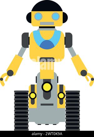 Illustration of Robot Icon in Flat Style. Stock Vector