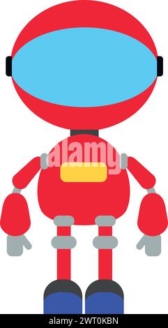 Illustration of Robot Icon in Flat Style. Stock Vector