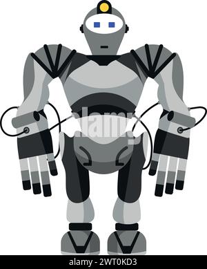 Illustration of Robot Icon in Flat Style. Stock Vector