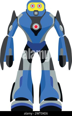 Illustration of Robot Icon in Flat Style. Stock Vector