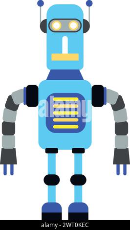 Illustration of Robot Icon in Flat Style. Stock Vector