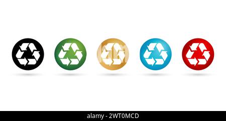 illustration of Recycles icons round five models design with isolated white backgrounds for packages label products company or corporate Stock Vector