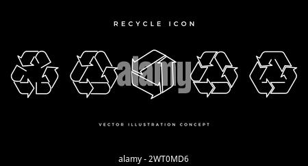 illustration five Set of recycling icons. Vector illustration isolated on a black backgrounds for packages label products company or corporate Stock Vector