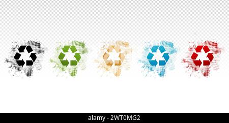 illustration of Recycle icon spread dots backgrounds label products company or corporate, User interface designs, collages, decks Stock Vector