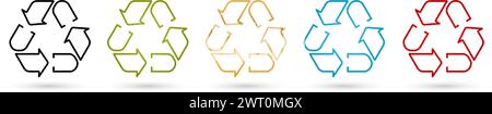 illustration of a recycle outline set Circular arrows for packages label products company or corporate, User interface designs packaging, collages Stock Vector