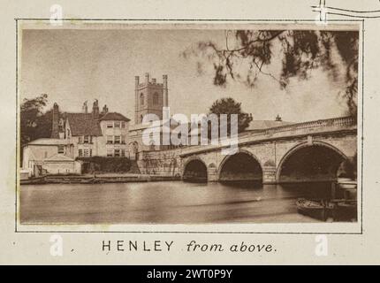 Henley from above. Henry W. Taunt, photographer (British, 1842 - 1922) about 1886 One of four tipped-in photographs illustrating a printed map of Henley-on-Thames, Wargrave, and the surrounding area along the River Thames. The photograph shows a view of the arched bridge over the river with the Church of St. Mary the Virgin and surrounding town buildings. (Recto, mount) lower center, below image, printed in black ink: 'HENLEY from above.[italicized]' Stock Photo