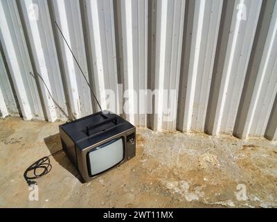 old square television with vintage look Stock Photo