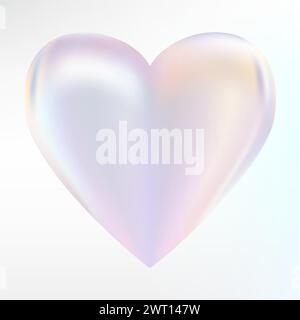Holographic mother-of-pearl heart. Opal heart shape. Magic love talisman. Stock Vector