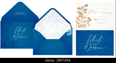 Set of wedding invitation envelop cards with floral ornamental designs for Stationery, Layouts, collages, scene designs, event flyers, print materials Stock Vector