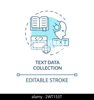 Text data collection soft blue concept icon Stock Vector