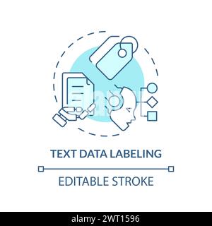 Text data labeling soft blue concept icon Stock Vector
