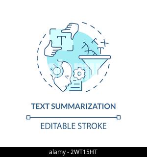Text summarization soft blue concept icon Stock Vector