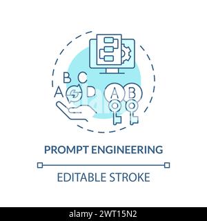 Prompt engineering soft blue concept icon Stock Vector