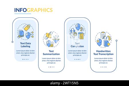 Artificial text summarization rectangle infographic template Stock Vector