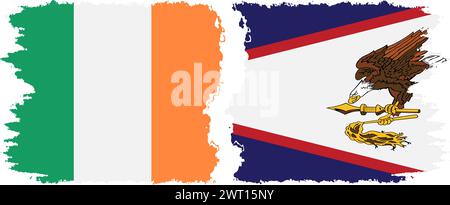 American Samoa and Ireland grunge flags connection, vector Stock Vector