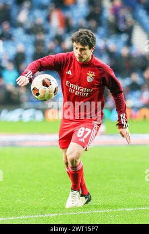 JOAO NEVES, professional football player, playing for the Portuguese Benfica Football club. Image taken during a training and prematch warm up session Stock Photo