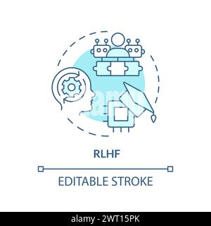 RLHF soft blue concept icon Stock Vector