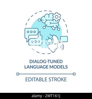 Dialog-tuned language models soft blue concept icon Stock Vector