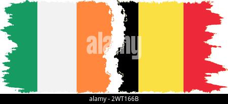 Belgium and Ireland grunge flags connection, vector Stock Vector