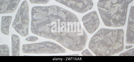 panorama nature stone wall texture with cement joints Stock Photo