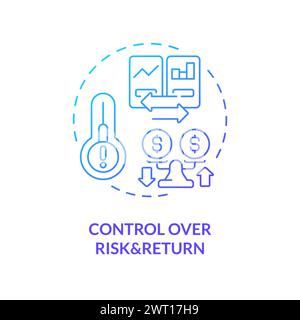 Control over risk and return blue gradient concept icon Stock Vector