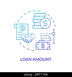 Loan amount blue gradient concept icon Stock Vector