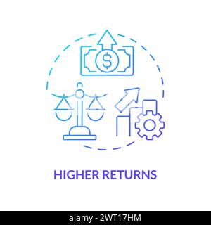 Higher returns blue gradient concept icon Stock Vector