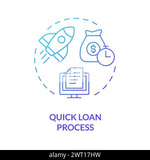 Quick loan process blue gradient concept icon Stock Vector