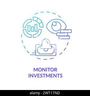 Monitor investment blue gradient concept icon Stock Vector